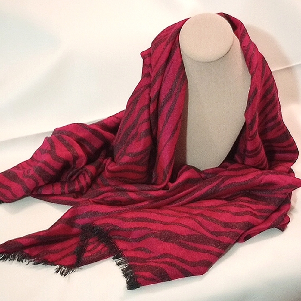 Unbranded zebra stripe pink and sparkly dark gray scarf